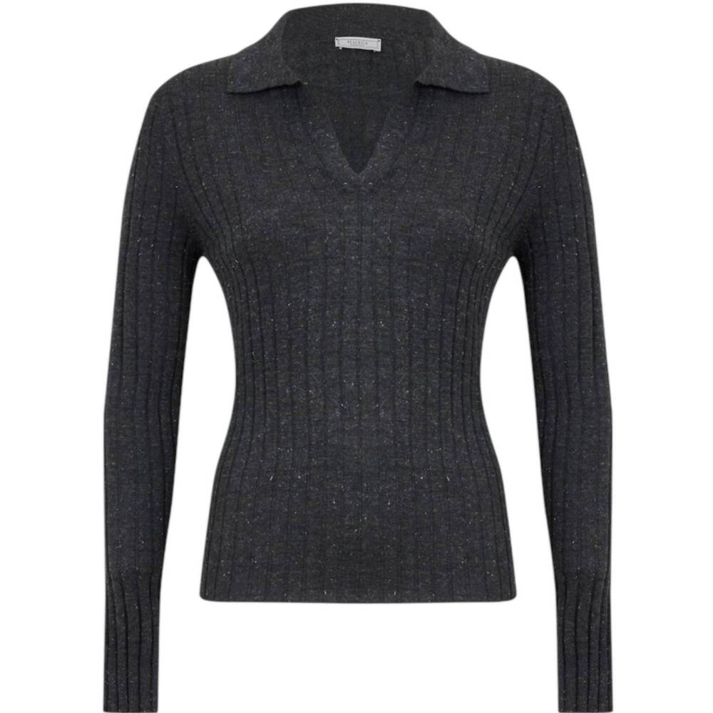 NEW PESERICO women's polo style neck sweater in grey glitter